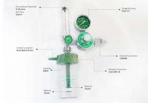 Oxygen Regulator with Humidifier Bottle